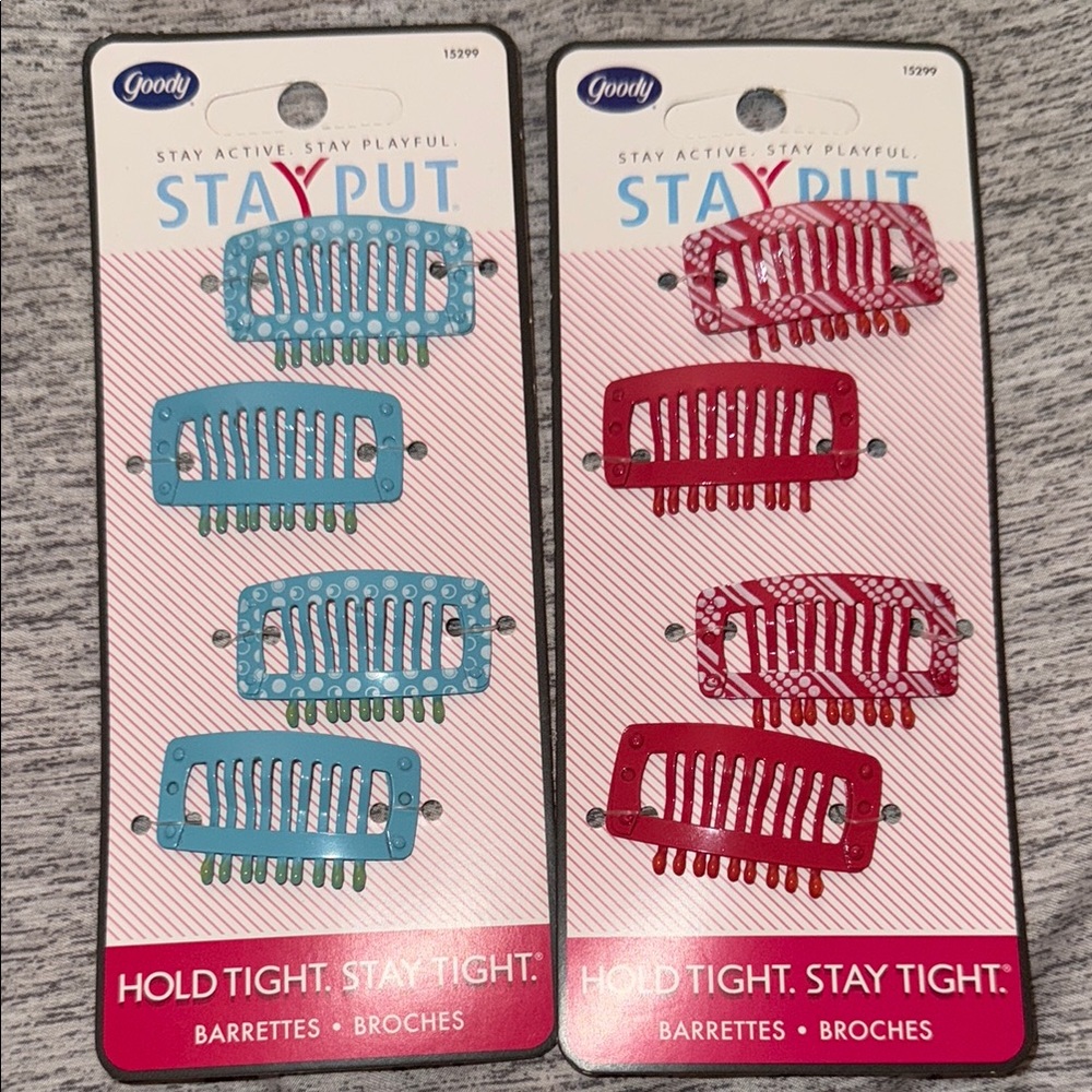 StayPut Hair Barrettes - Blue and Red